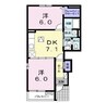 マリアローザＡ 2DKの間取り