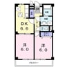 リヴィエールＡ 2DKの間取り