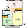 ハイカムール弐番館 2LDKの間取り