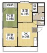 リバーコートカドヤ 3DKの間取り