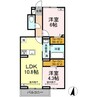 ラフィネ神辺　Ａ棟 2LDKの間取り