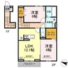 ラフィネ神辺　Ｂ棟 2LDKの間取り