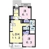 フリーディア 2LDKの間取り