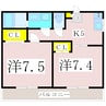鹿児島市電１系統/騎射場駅 徒歩3分 3階 築20年 2Kの間取り
