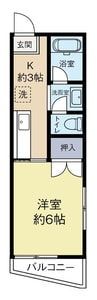 鹿児島市電１系統/二中通駅 徒歩4分 2階 築37年 1Kの間取り