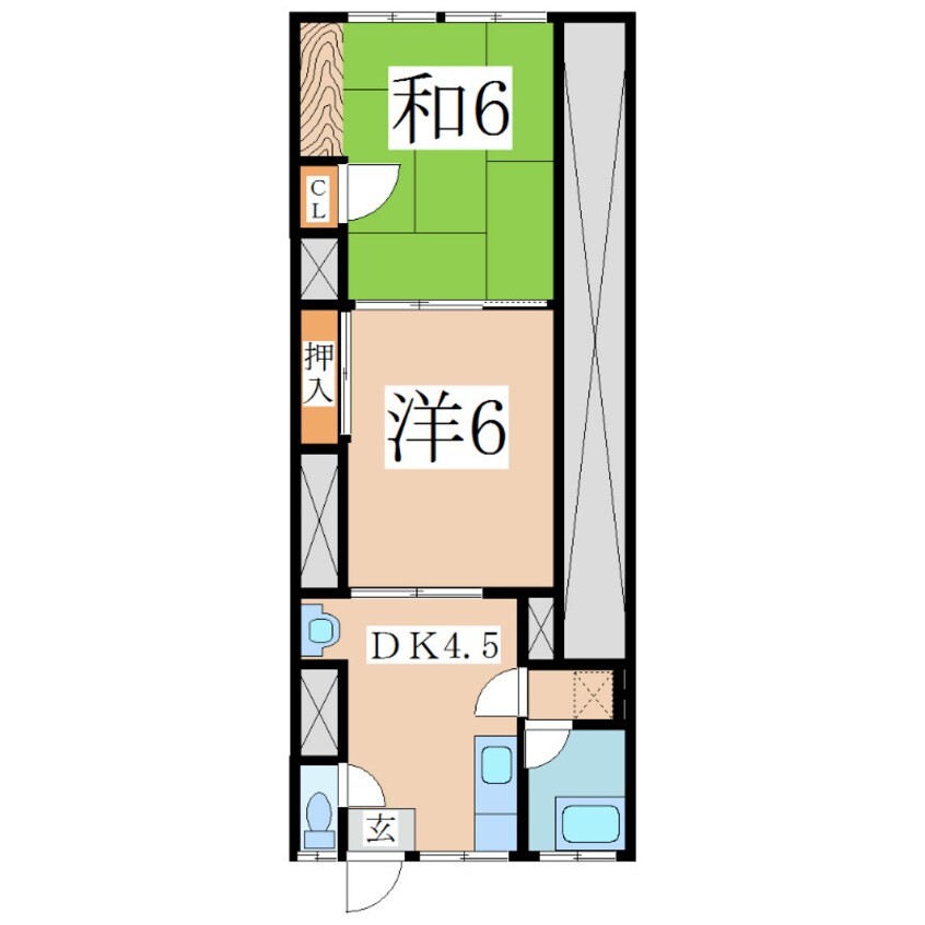 間取図 25番線唐湊線/唐湊 1階 築44年