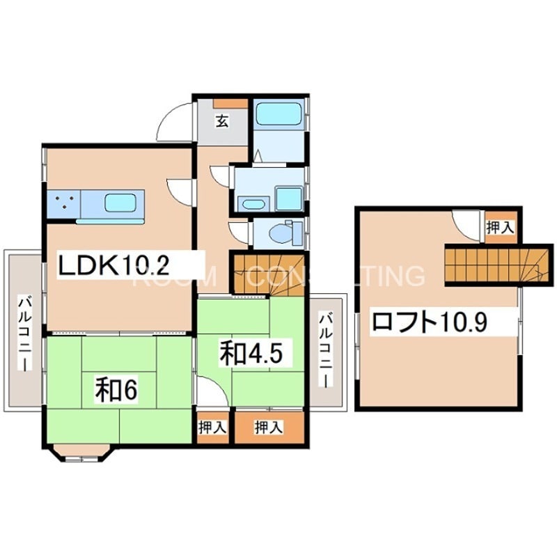 間取り図 鹿児島市電２系統/神田（交通局前）駅 徒歩29分 2階 築34年