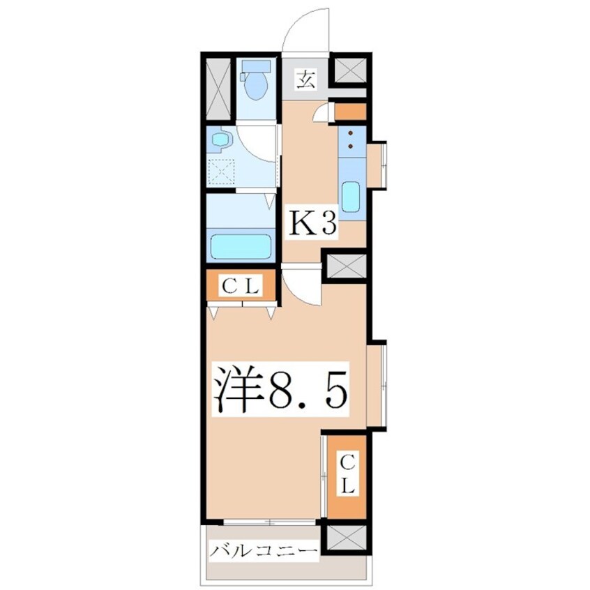 間取図 鹿児島市電１系統/水族館口駅 徒歩2分 6階 築8年