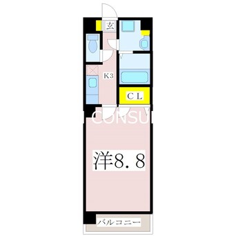 間取図 鹿児島市電１系統/騎射場駅 徒歩3分 8階 築12年