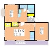 有川ビル 2LDKの間取り