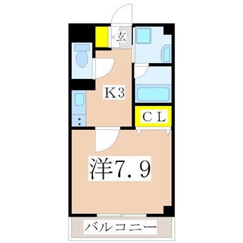 間取図 鹿児島市電２系統/市立病院前駅 徒歩3分 3階 築22年