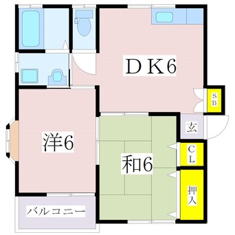 間取図 指宿枕崎線/谷山駅 徒歩40分 2階 築29年