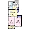 カーサハピネスI 2DKの間取り