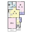 1階 築23年 2Kの間取り