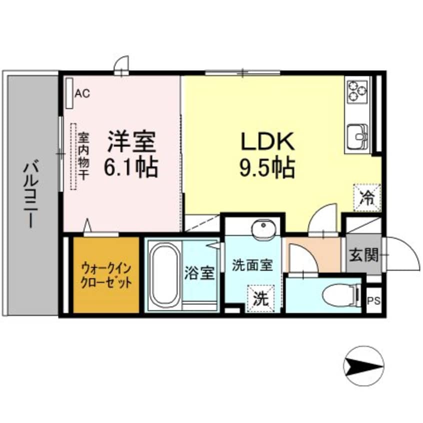 間取図 指宿枕崎線/谷山駅 徒歩17分 3階 築6年