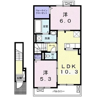 間取図 指宿枕崎線/二月田駅 徒歩12分 2階 築5年