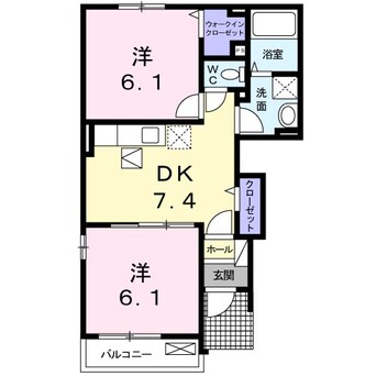 間取図 指宿枕崎線/谷山駅 徒歩39分 1階 築14年