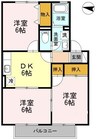 2階 築27年 3DKの間取り