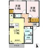 1階 築8年 2LDKの間取り