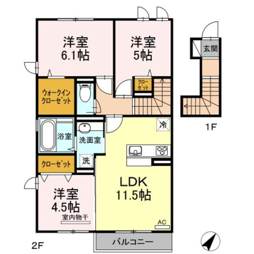 間取図 指宿枕崎線/谷山駅 徒歩21分 2階 築6年