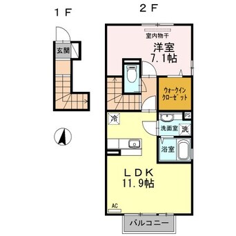 間取図 鹿児島本線/広木駅 徒歩32分 2階 築10年