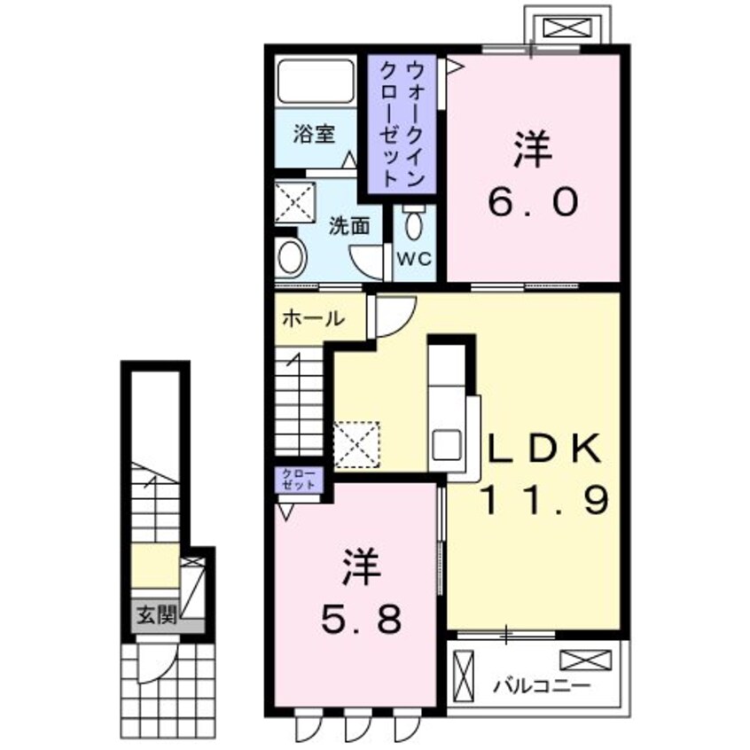 間取図 指宿枕崎線/枕崎駅 バス45分保健所前下車:停歩4分 2階 築7年