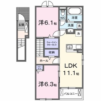 間取図 指宿枕崎線/坂之上駅 徒歩12分 2階 築1年