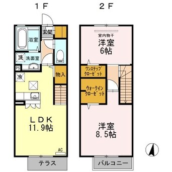 間取図 指宿枕崎線/慈眼寺駅 徒歩7分 1-2階 築9年