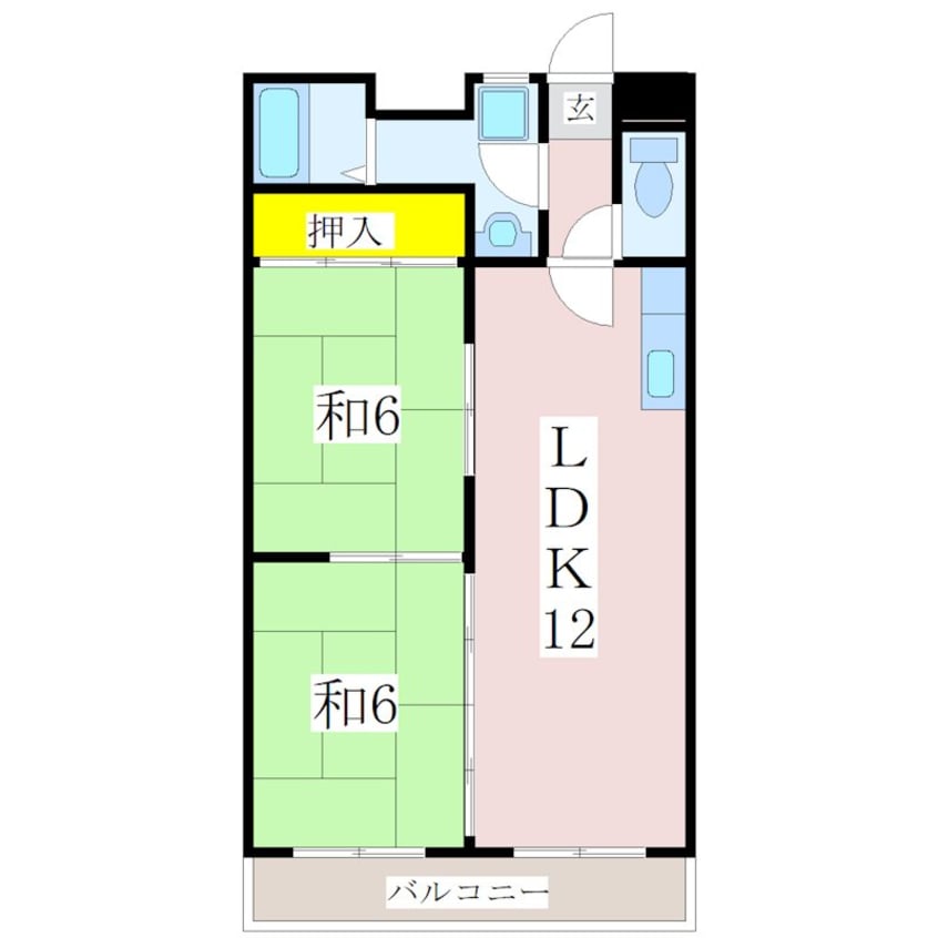間取図 鹿児島市電１系統/二軒茶屋駅 徒歩7分 7階 築36年