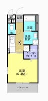 鹿児島市電２系統/純心学園前駅 徒歩3分 3階 築浅 1Kの間取り