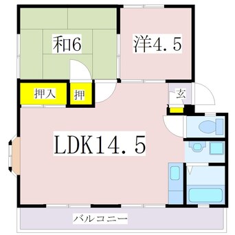 間取図 指宿枕崎線/谷山駅 徒歩26分 1階 築34年