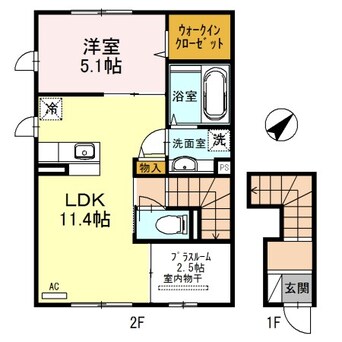 間取図 鹿児島市電１系統/笹貫駅 徒歩9分 1-2階 築9年