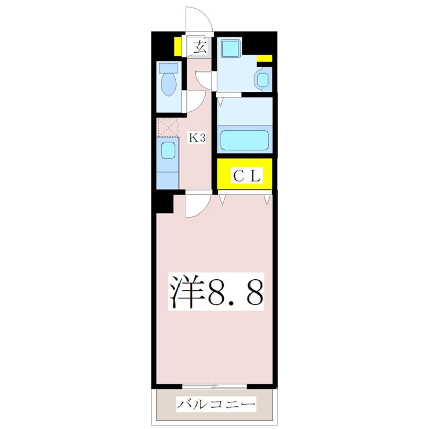 間取図 鹿児島市電１系統/騎射場駅 徒歩3分 3階 築12年
