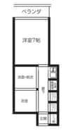 鹿児島市電１系統/脇田駅 徒歩5分 2階 築30年 1Kの間取り