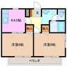 ドルチェハイム 2DKの間取り