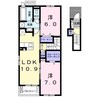 パルティールⅡ 2LDKの間取り