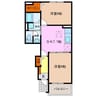 プランドールⅠ 2DKの間取り