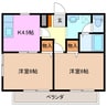 ドルチェハイム 2DKの間取り