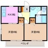 ドルチェハイム 2DKの間取り