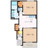 プランドールⅡ 2DKの間取り