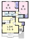 グランシエル・コウⅡ　Ｂ 2LDKの間取り