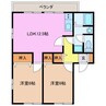 レトア新西方A-3 2LDKの間取り