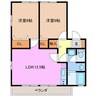 レトア新西方A-3 2LDKの間取り