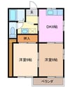 ドミール水谷 2DKの間取り