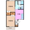 蓮花寺ハイツB 2Kの間取り