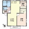 エイトスクウェア芳ヶ崎 1LDKの間取り