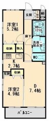 リズロン　デ　ジャルダン 2DKの間取り