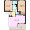 インペリアルコート川曽Ⅰ 2LDKの間取り