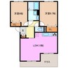 インペリアルコート川曽Ⅰ 2LDKの間取り