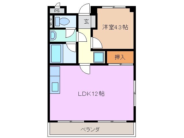 リンピアさくら 1LDKの間取り